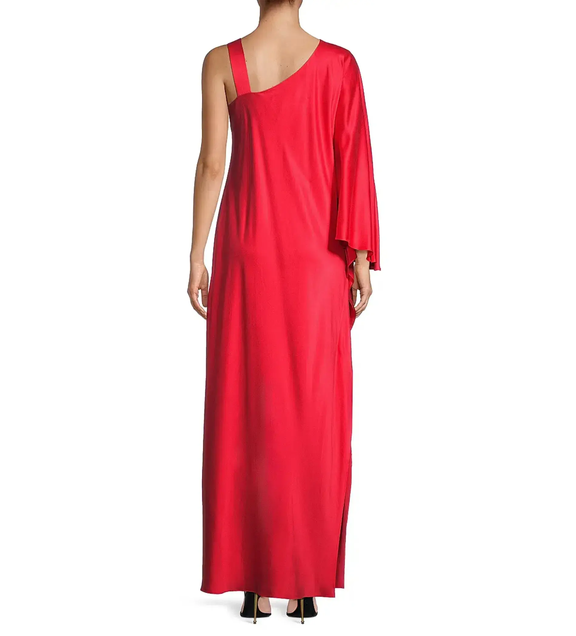 Ginger and Smart Grace One Shoulder Silk Maxi Dress in Red Size AU 16 - Image 3