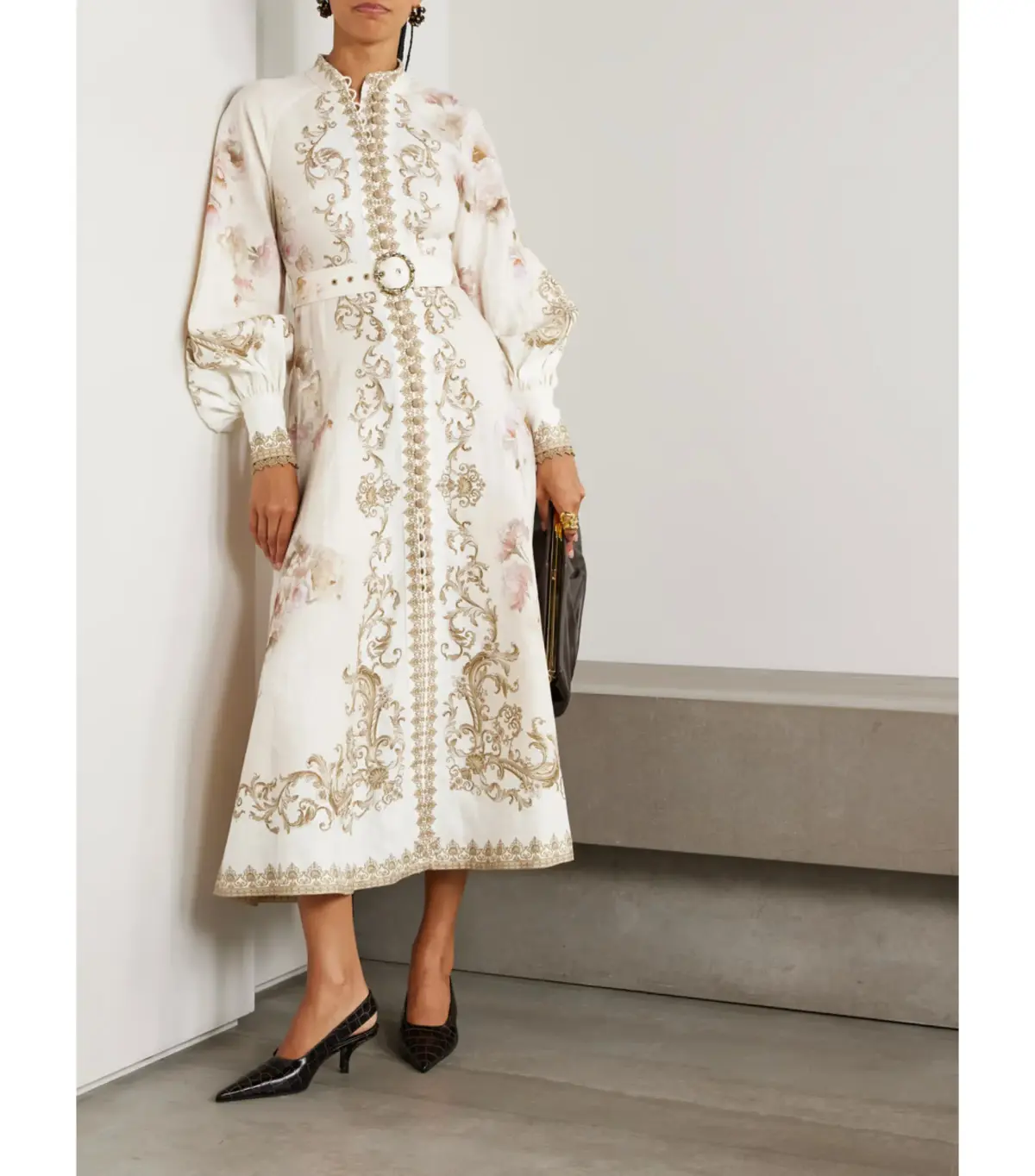 Zimmermann The Hypnotic Buttoned Midi Dress in Cream Peony Size 0 / AU 8 - Image 1