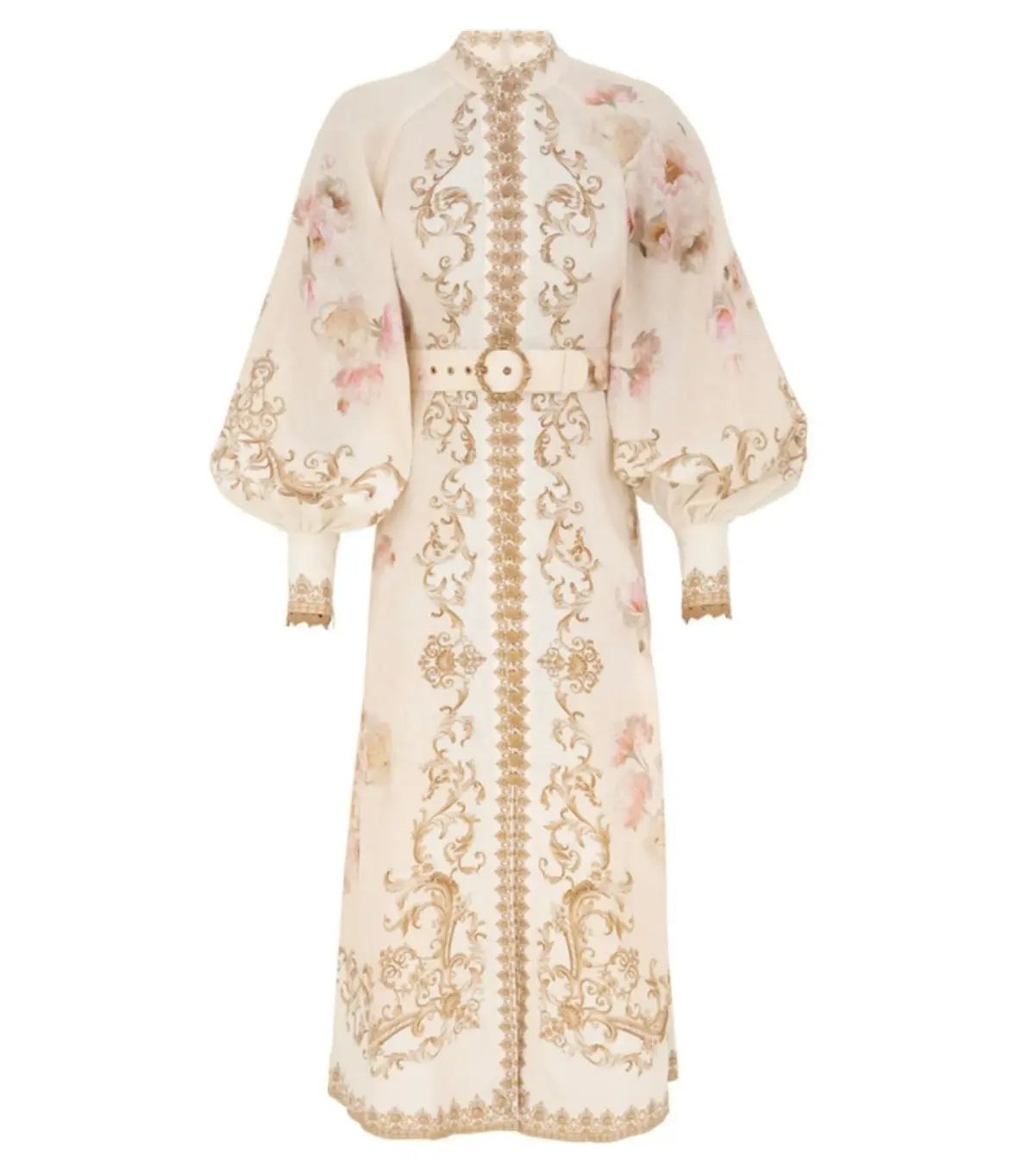 Zimmermann The Hypnotic Buttoned Midi Dress in Cream Peony Size 0 / AU 8 - Image 3