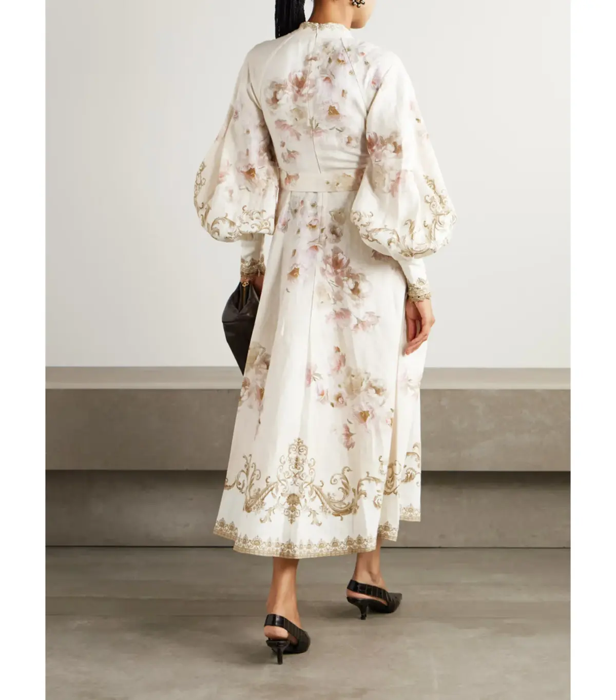 Zimmermann The Hypnotic Buttoned Midi Dress in Cream Peony Size 0 / AU 8 - Image 2