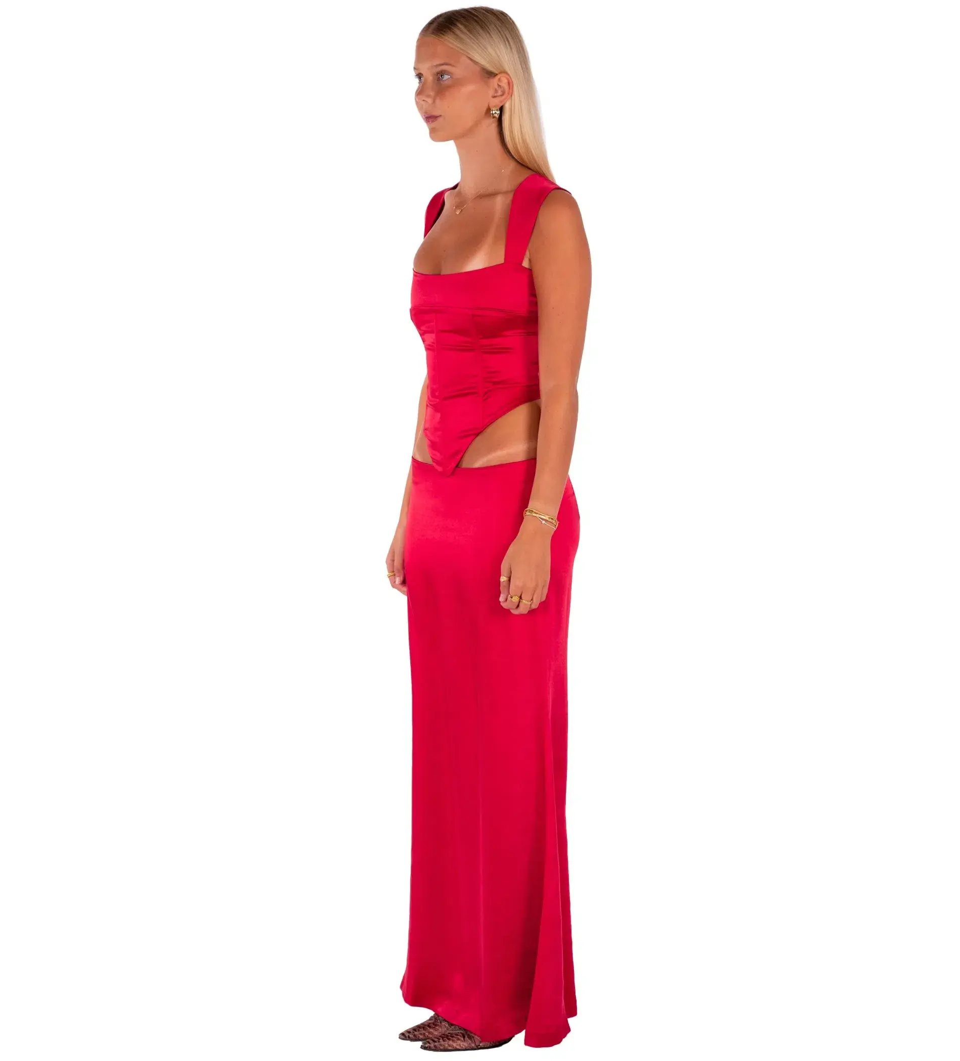 I am Delilah Valerie Corset and Skirt Set in Cherry Size XS / AU 6 - Image 2