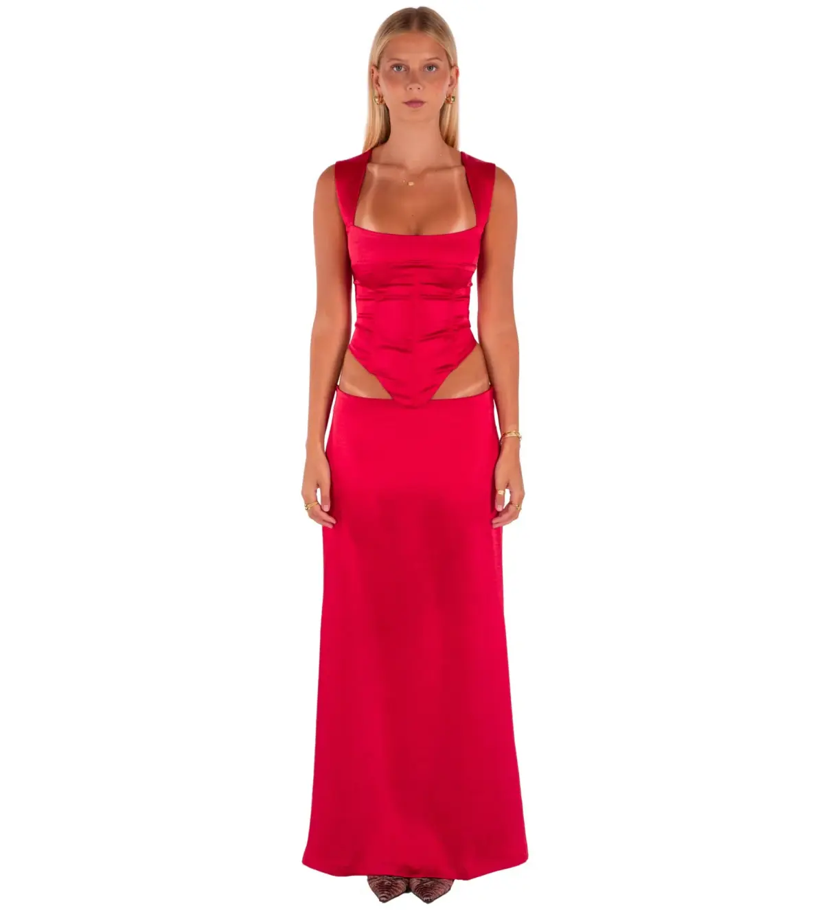 I am Delilah Valerie Corset and Skirt Set in Cherry Size XS / AU 6 - Image 1