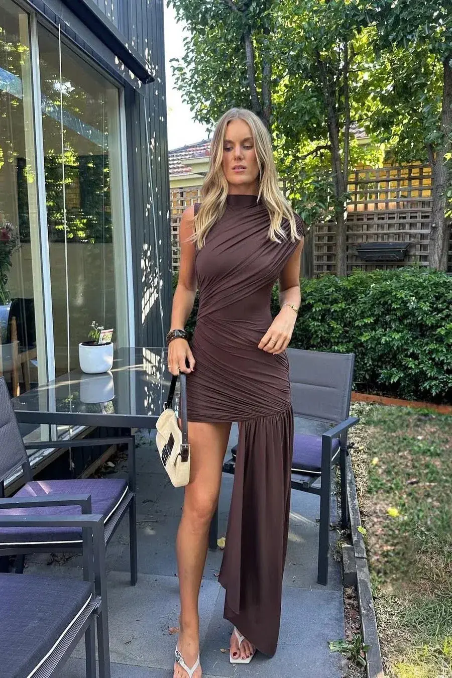 De La Vali Ravenna Mini Dress in Chocolate Brown Size 8 - Image 1
