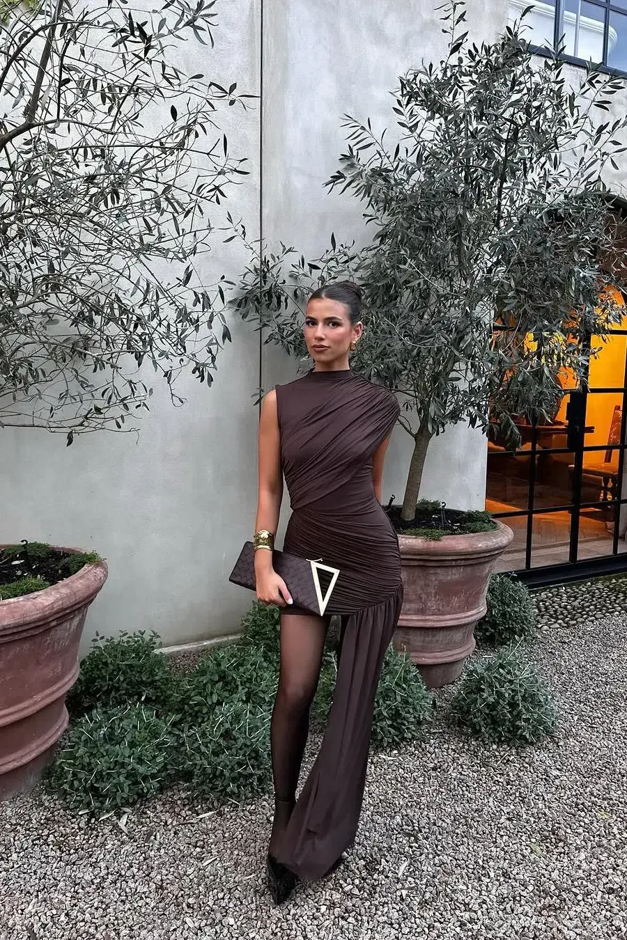 De La Vali Ravenna Mini Dress in Chocolate Brown Size 8 - Image 2