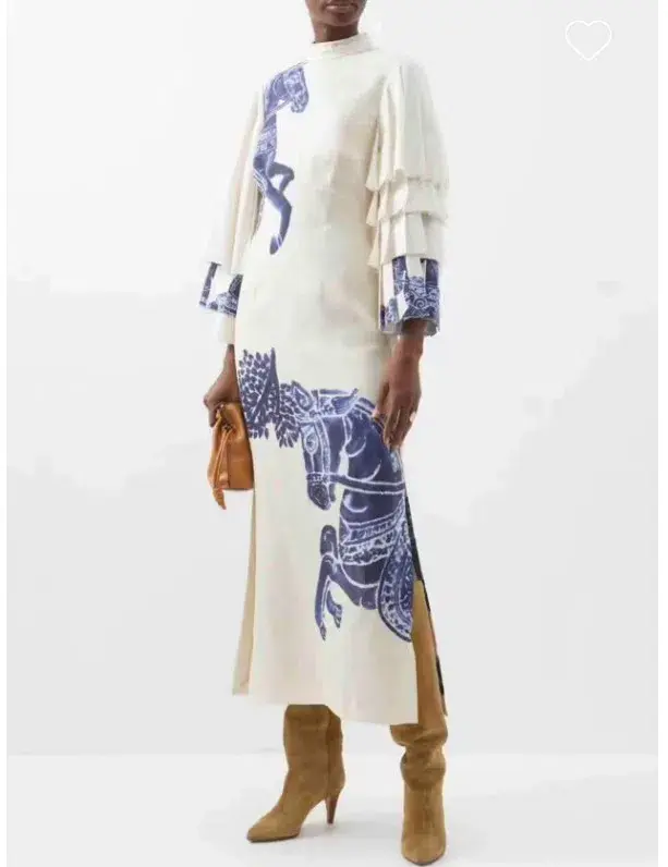 Alemais Rider Pleat Sleeve Midi Dress White Blue Size AU 6 for rent on The Volte - main image