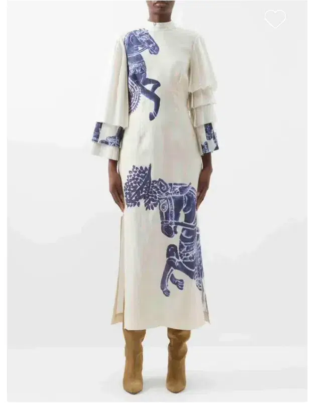 Alemais Rider Pleat Sleeve Midi Dress White Blue Size AU 6 for rent on The Volte - main image