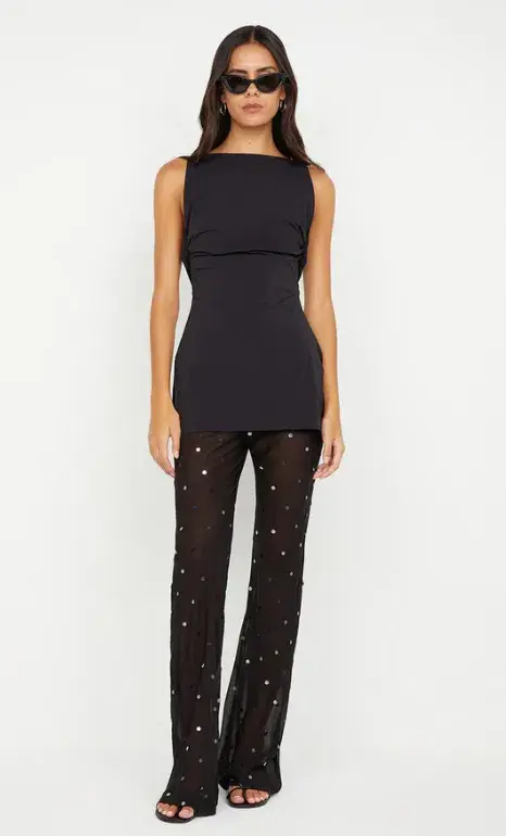 Bec and Bridge Domenic Boatneck Top in Black and Arielle Pant in Black Sequin Set Size 8 / Small AU - Image 2