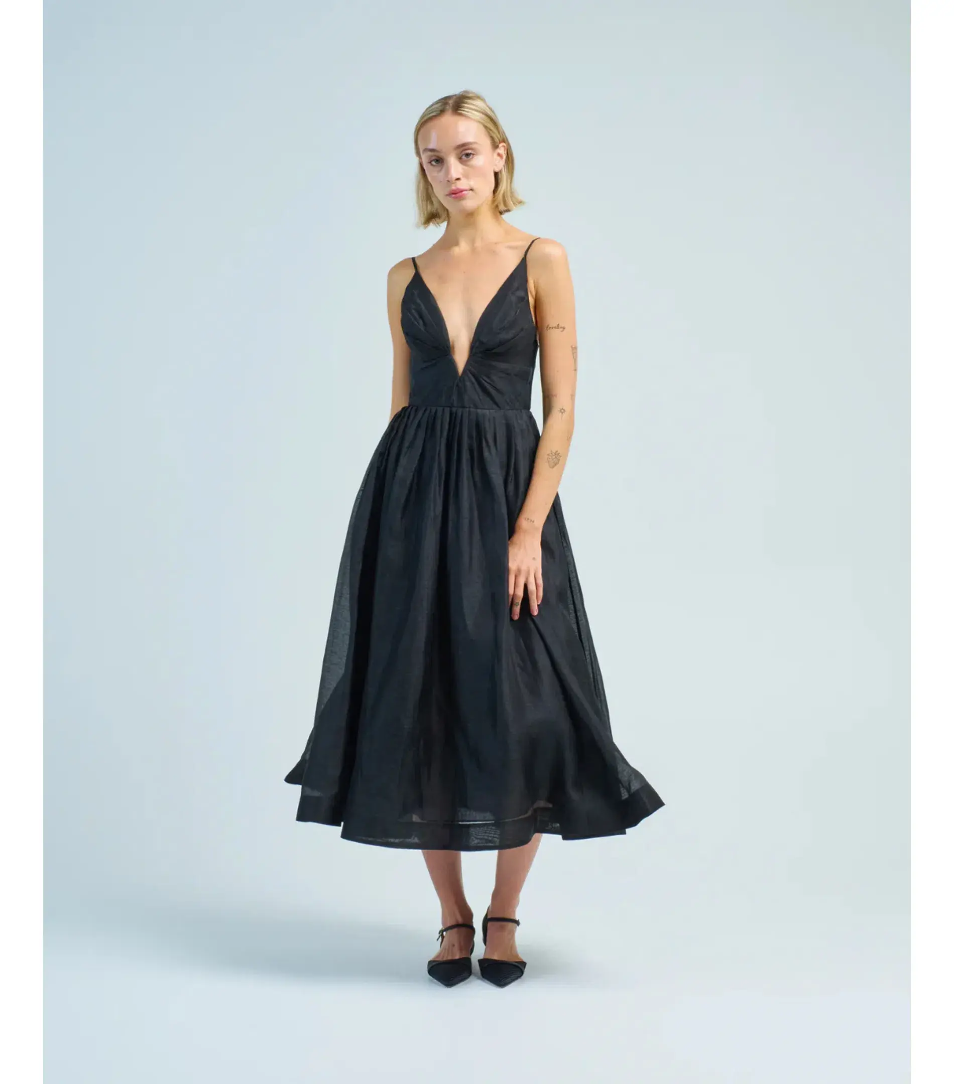 Zimmermann Hypnotic V Neck Midi Dress in Black Size 4 / AU 16 - Image 1