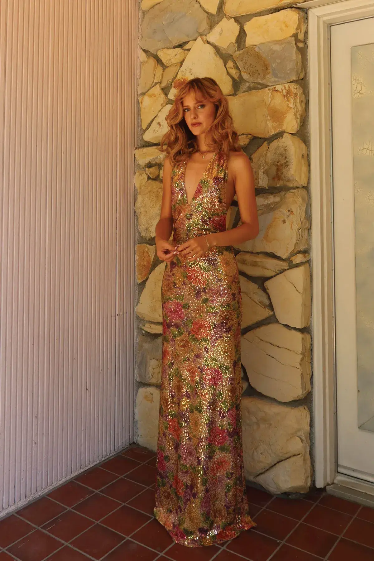 Fait Par Fouch Liana Full Length Dress in Fleur Sequin Size XXS / AU 4 - Image 1