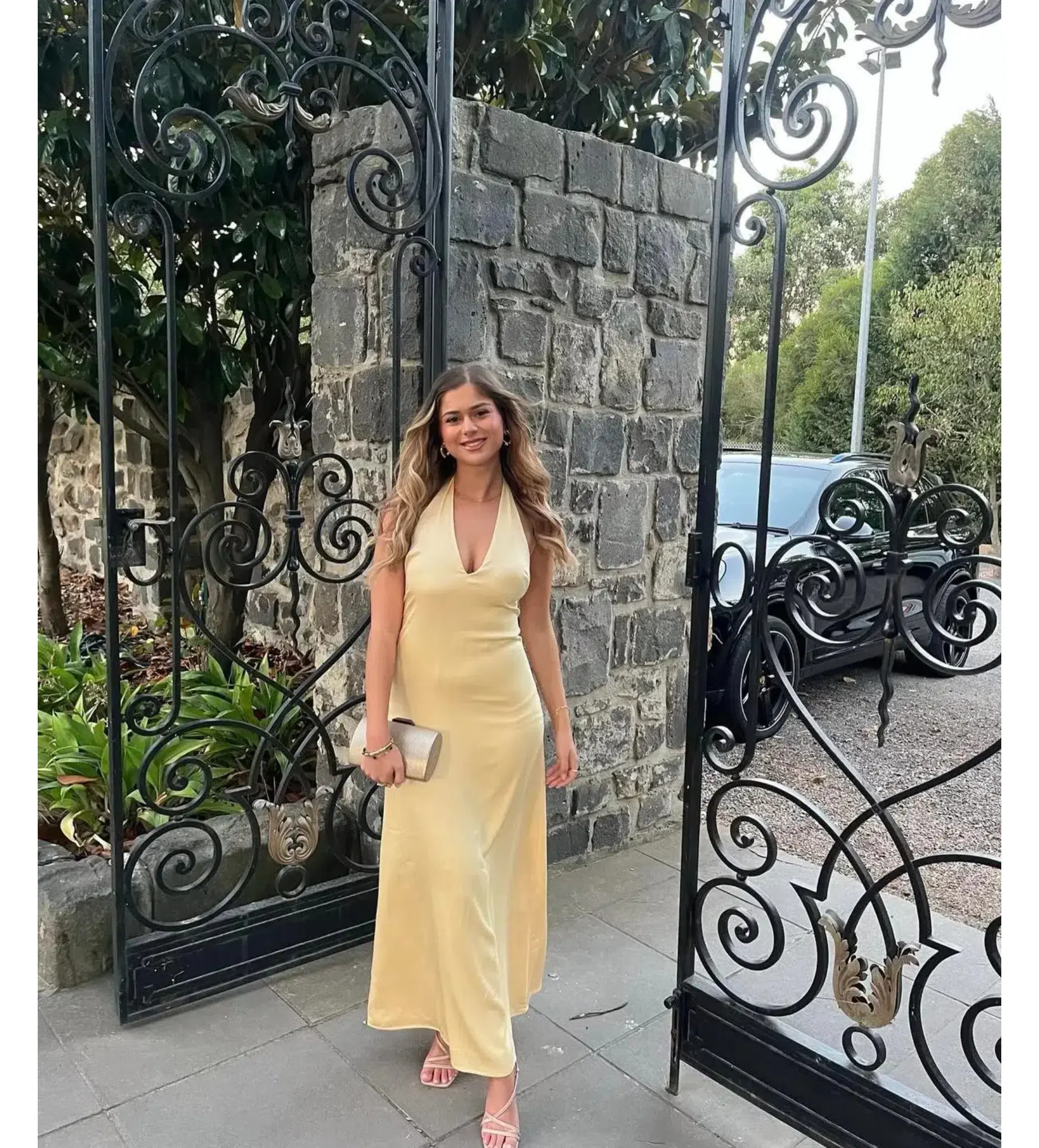 Kookai Milan Maxi Dress Butter Popcorn Size AU 8 - Image 3