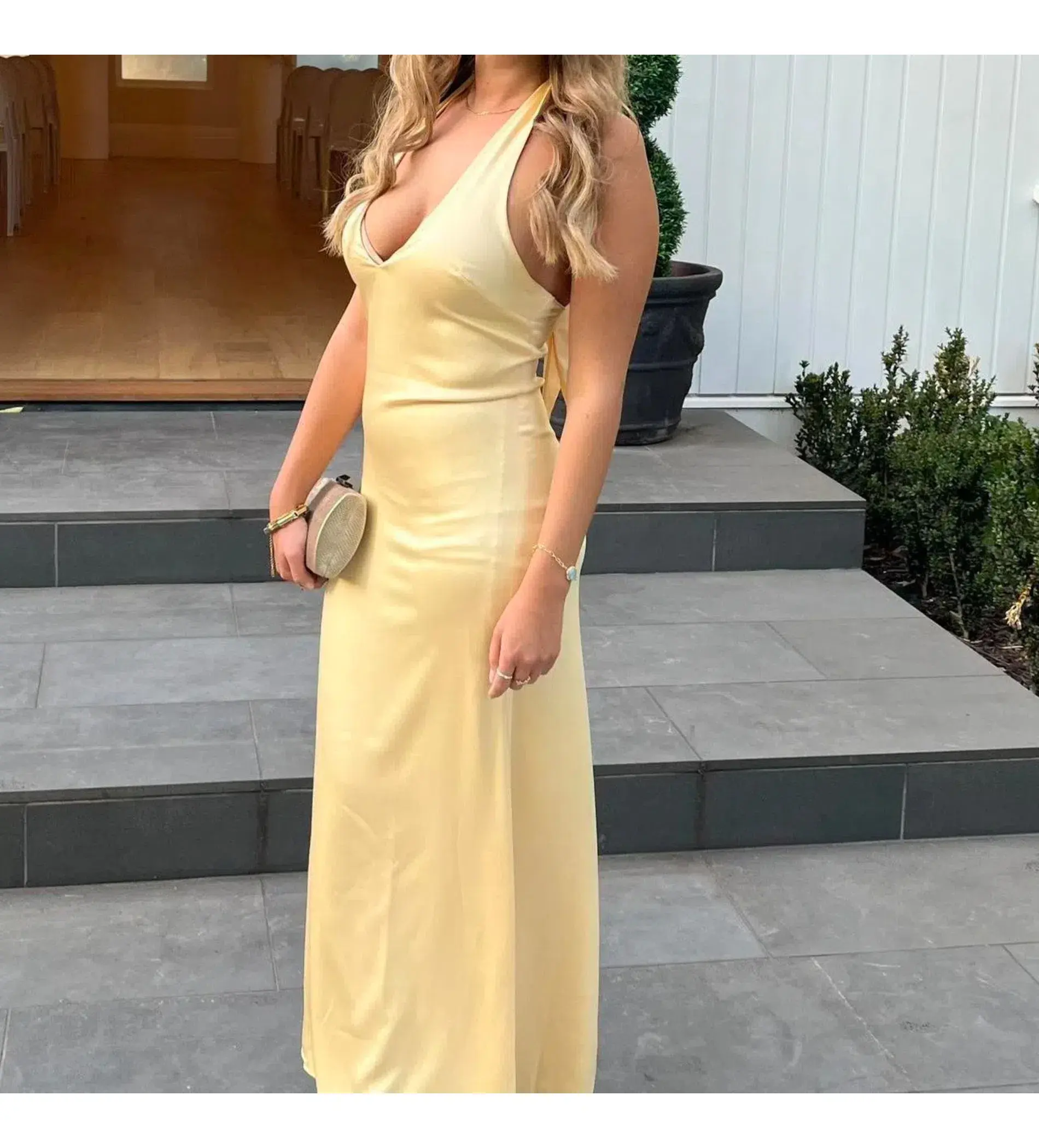 Kookai Milan Maxi Dress Butter Popcorn Size AU 8 - Image 4