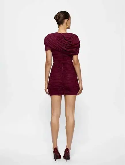 Effie Kats Phoneix Mini Dress Burgundy Size AU 8 - Image 4