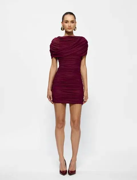 Effie Kats Phoneix Mini Dress Burgundy Size AU 8 - Image 1