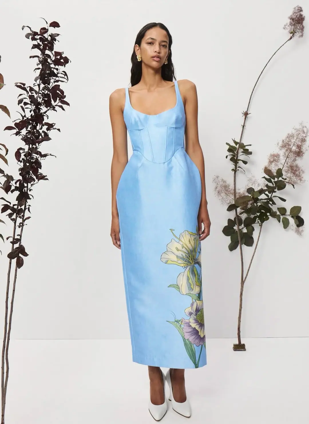 Alemais Donata Taffeta Gown Blue Print Size 8 for rent on The Volte - main image