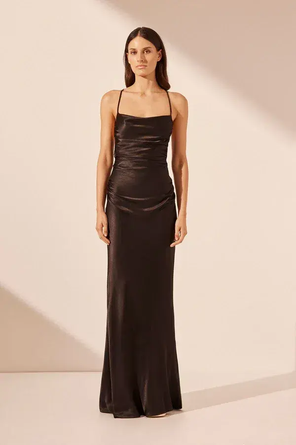 Shona Joy La Lune Lace Back Maxi Dress in  Black Size AU 10 - Image 1