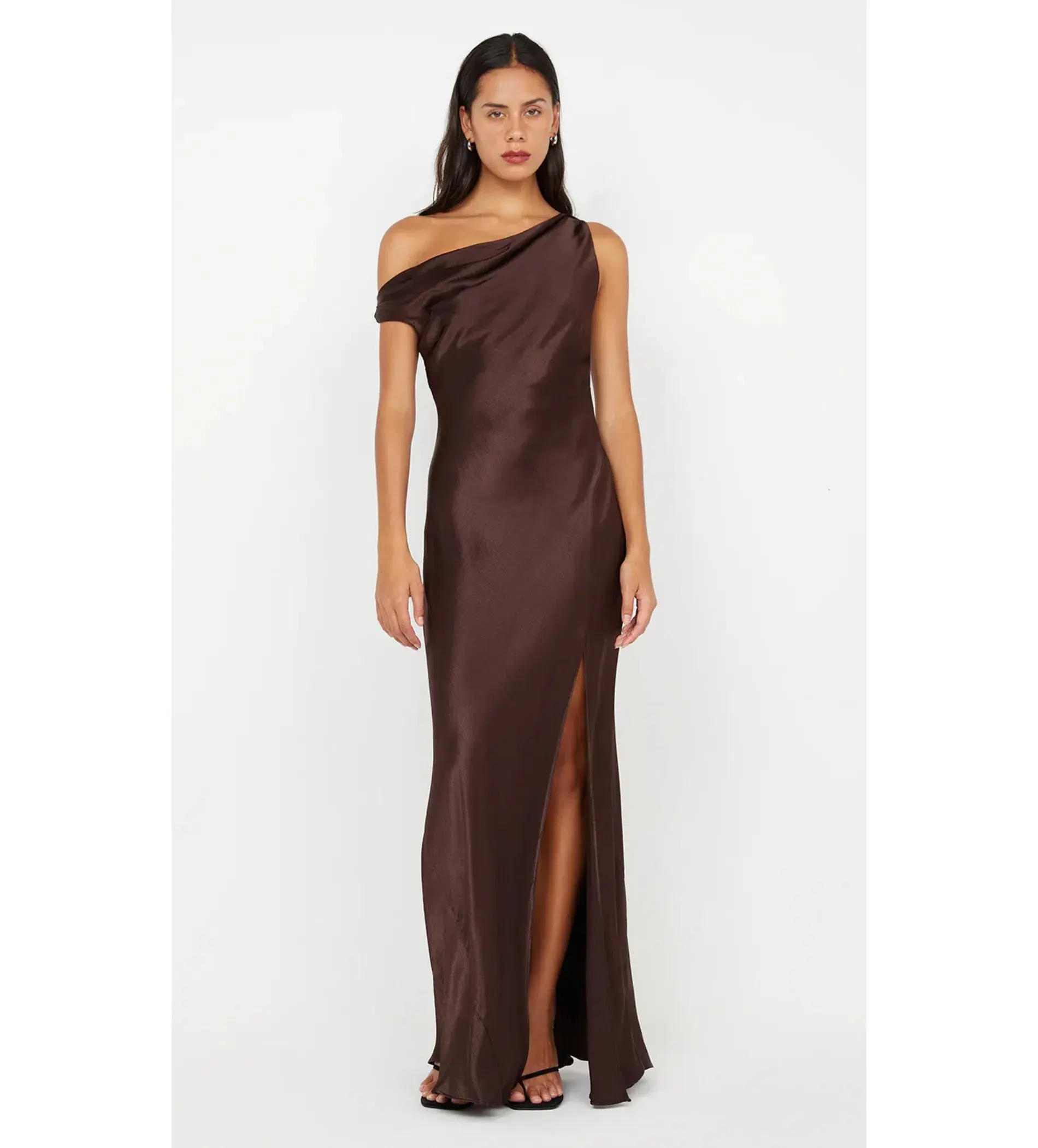 Bec & Bridge Sol Asym Maxi Dress Dark Chocolate Size AU 10 - Image 1