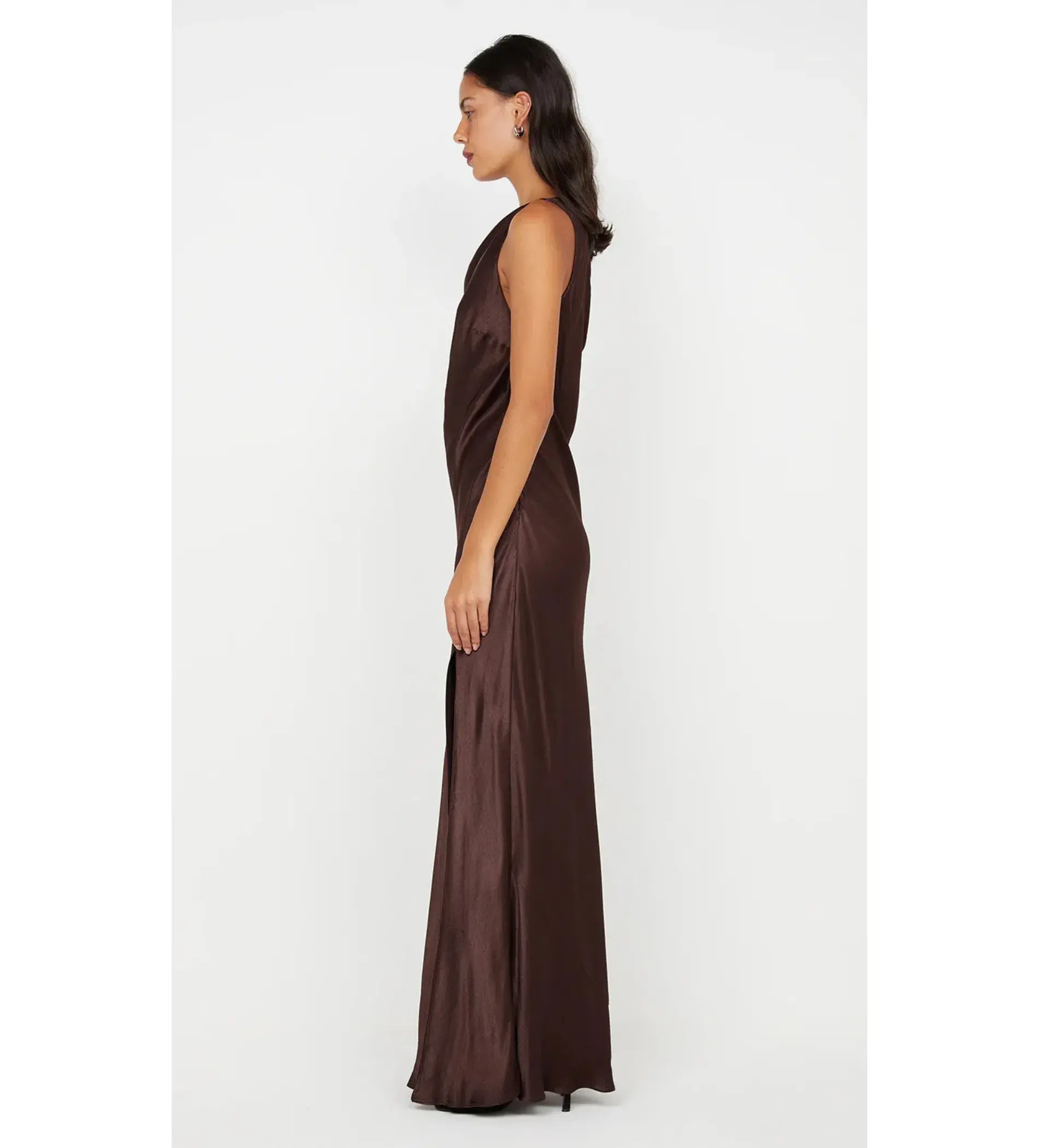 Bec & Bridge Sol Asym Maxi Dress Dark Chocolate Size AU 10 - Image 3