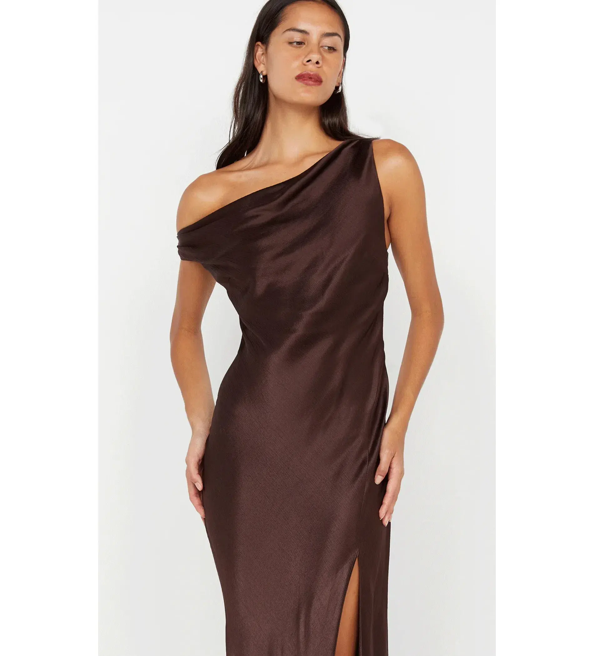 Bec & Bridge Sol Asym Maxi Dress Dark Chocolate Size AU 10 - Image 5