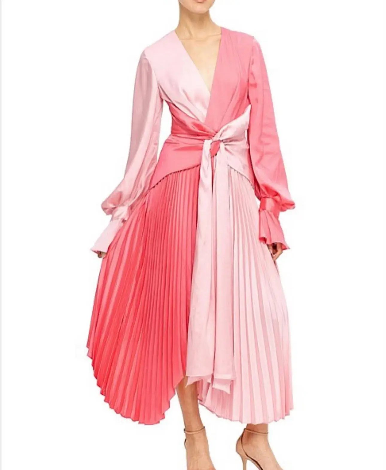 Acler Empire Midi Dress Two Tone Pink Size 10 - Image 3