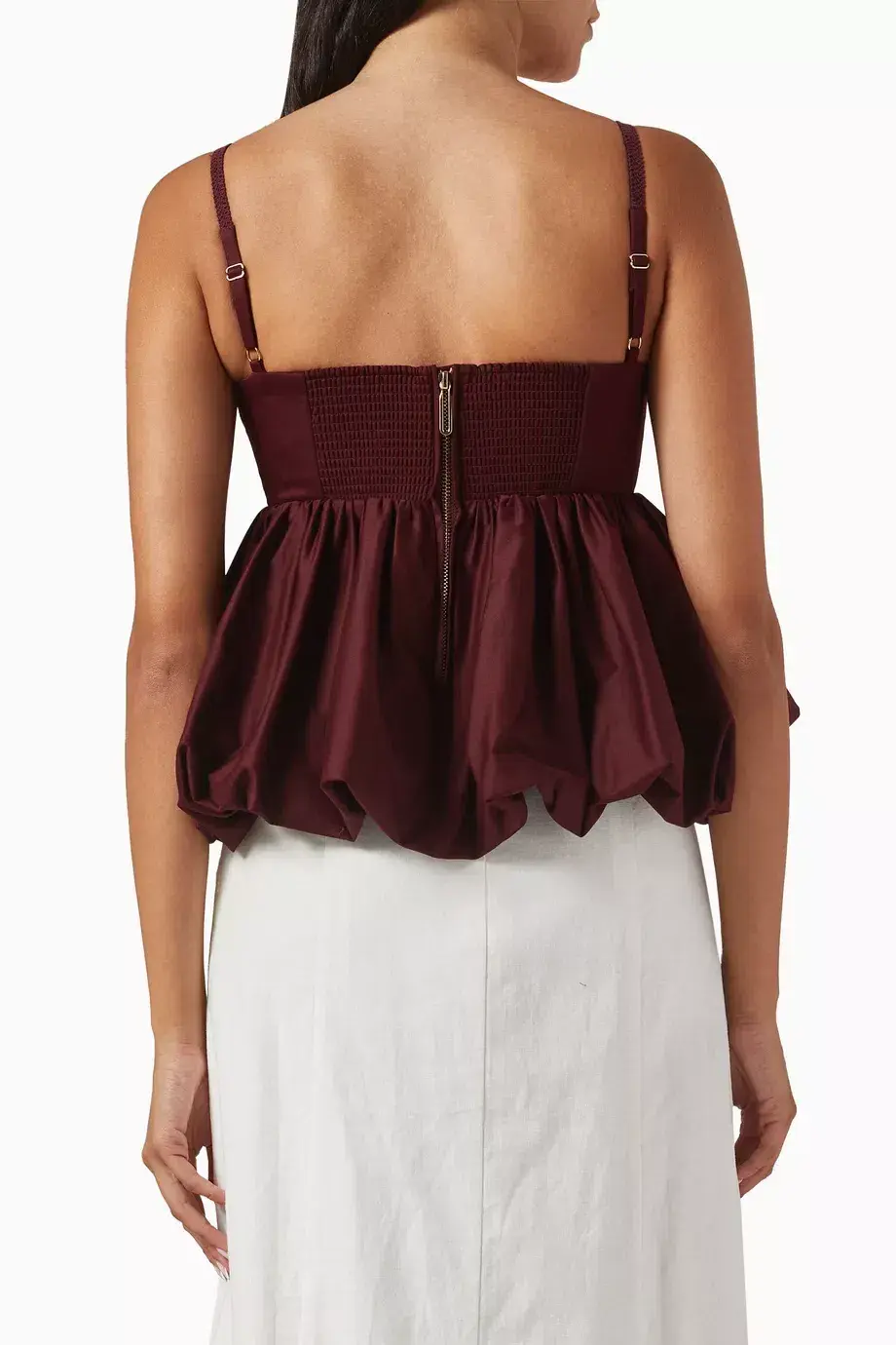 Clea Galerie Mimi Peplum Top in Burgundy XS / AU 6 - Image 3
