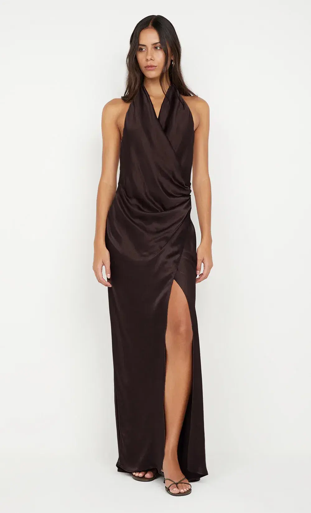 BEC & BRIDGE ELISIA WRAP MAXI DRESS / DARK CHOCOLATE / SIZE 6 - Image 1