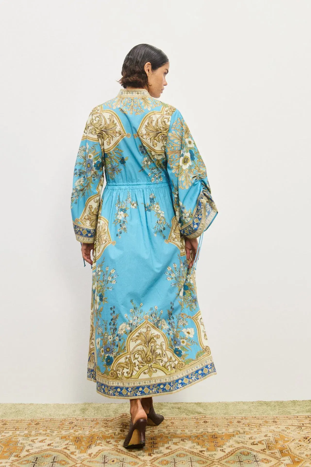 Alemais Cassie Pool Midi Dress in Blue Floral Size 16 - Image 3