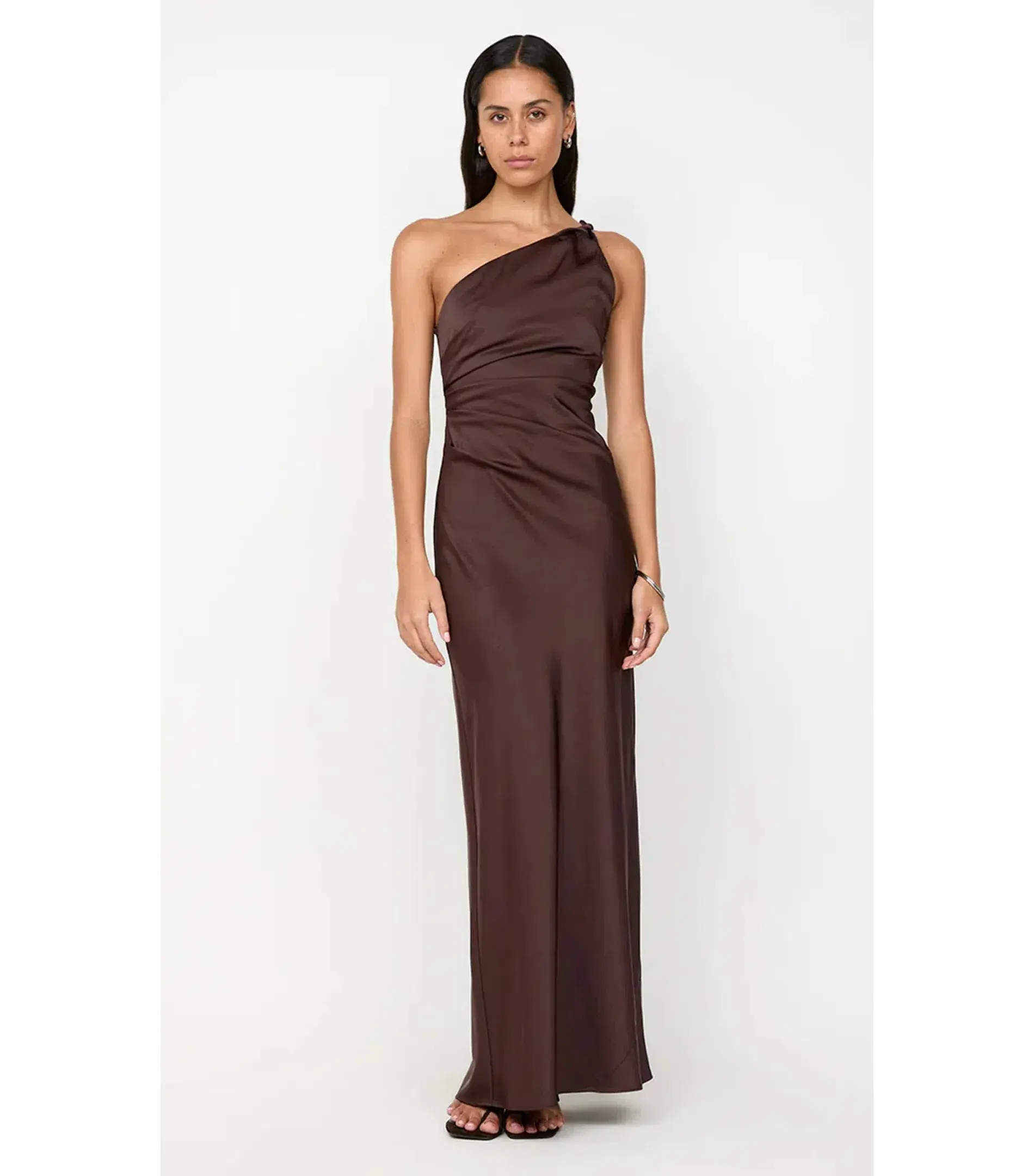 Bec & Bridge Lunetta Asym Maxi Dress in Dark Chocolate Size AU 12 - Image 1