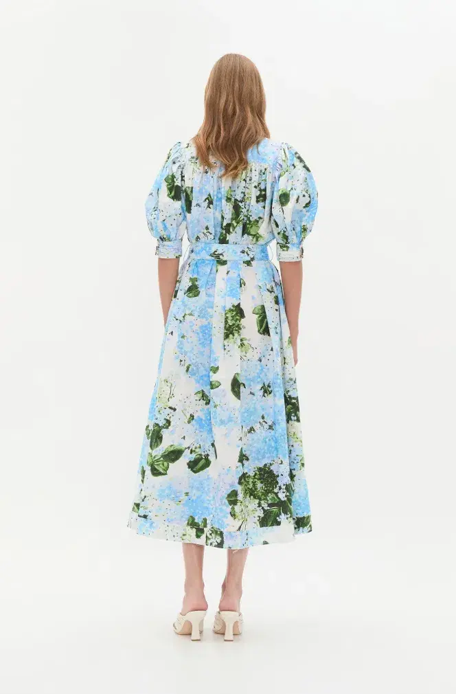 Aje Manifest Midi Dress Blue Print Size 10 - Image 3