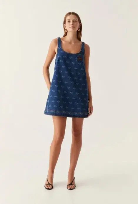 Aje Ratio Logo Mini Dress in Blue Size AU 10 - Image 1