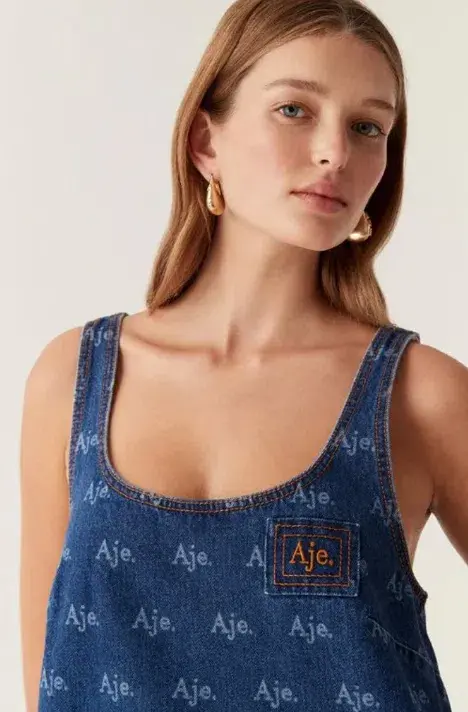Aje Ratio Logo Mini Dress in Blue Size AU 10 - Image 3