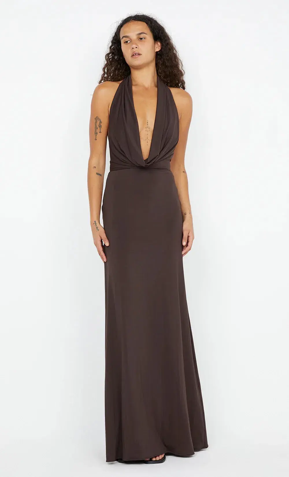 Bec & Bridge Nessie Cowl Neck Maxi Dress Dark Chocolate Size 8 - Image 1