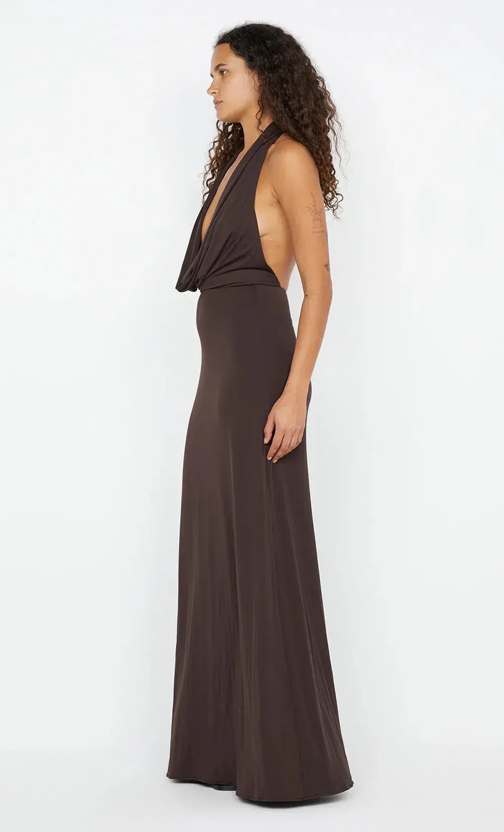 Bec & Bridge Nessie Cowl Neck Maxi Dress Dark Chocolate Size 8 - Image 3