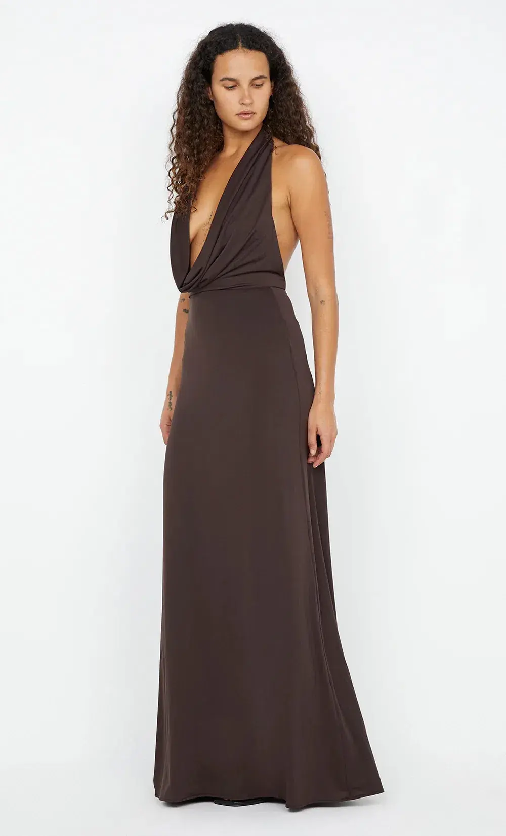 Bec & Bridge Nessie Cowl Neck Maxi Dress Dark Chocolate Size 8 - Image 2