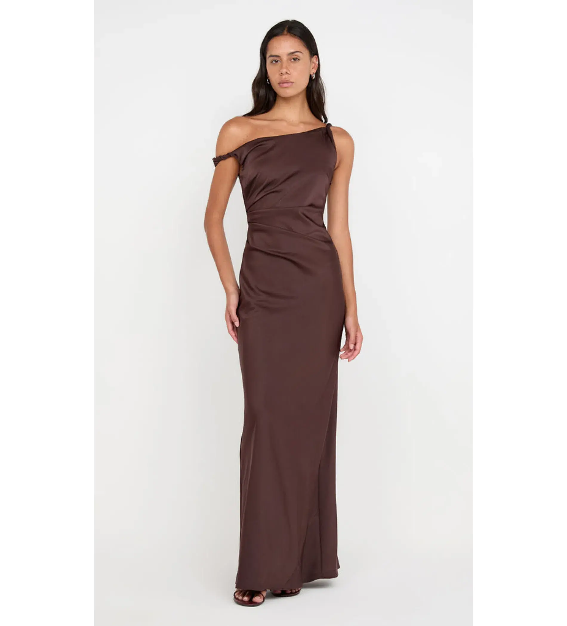Bec & Bridge Lunetta Twist Strap Dress Dark Chocolate Size 10 - Image 1