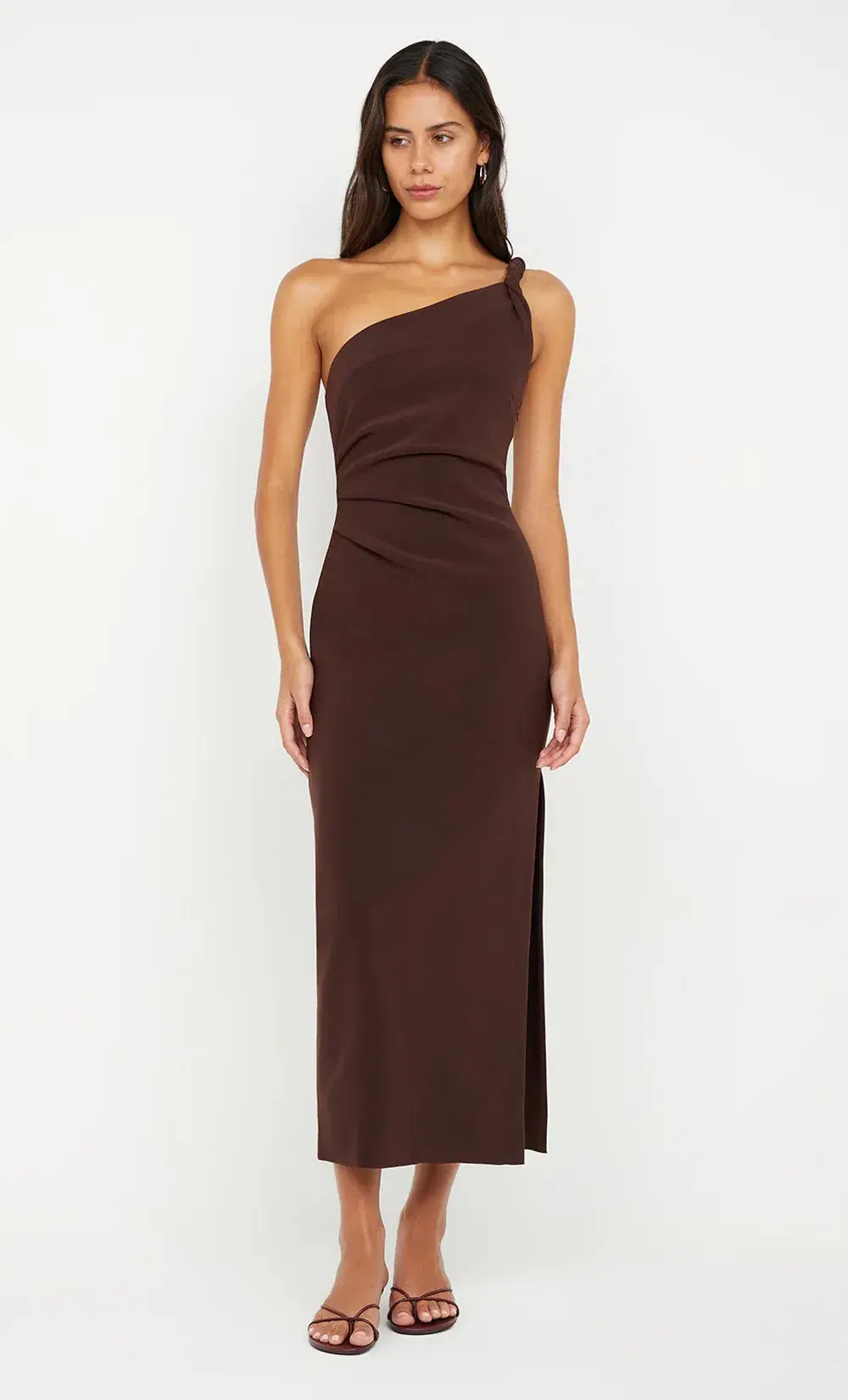Bec & Bridge Ariven Asym Midi Dress in Dark Chocolate Size 10 - Image 1