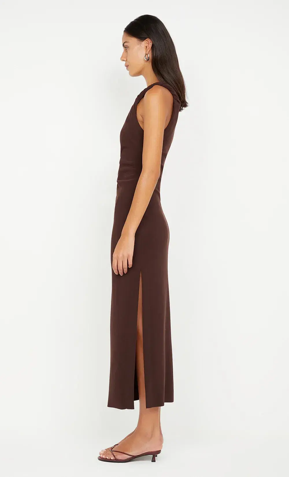 Bec & Bridge Ariven Asym Midi Dress in Dark Chocolate Size 10 - Image 4