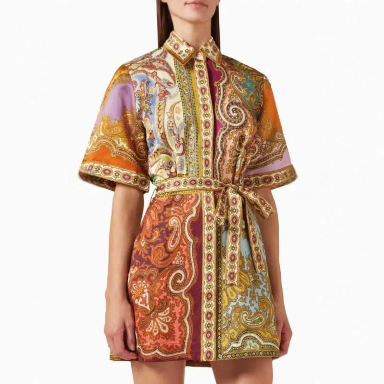 Alemais Clemenza Spliced Mini Dress Multi Size AU 8 - Image 2