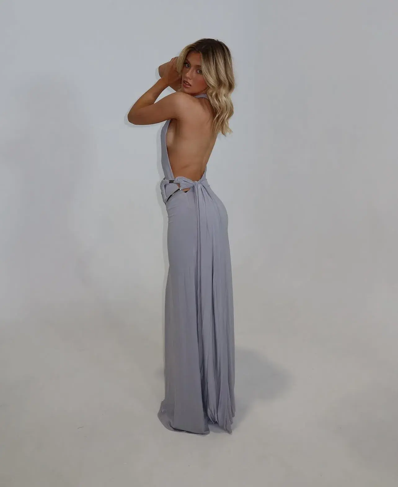 Ance Gria Gaia Gown in Silver Grey  Size 6/8 - Image 4