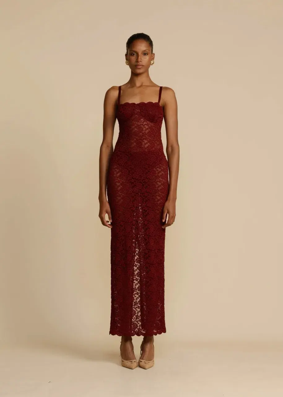 Arcina Ori Margot Maxi Dress in Red Wine Size AU 8 for rent on The Volte - main image