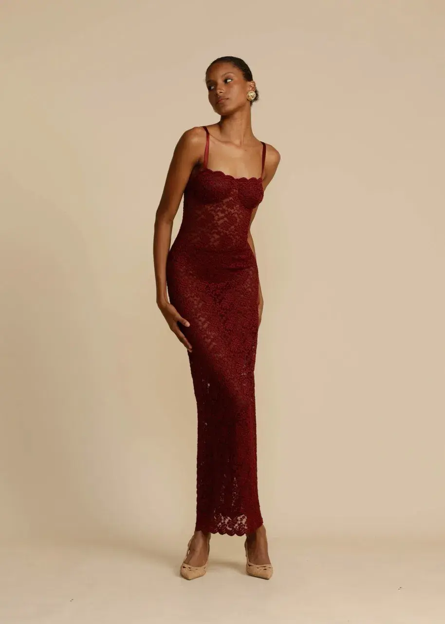 Arcina Ori Margot Maxi Dress in Red Wine Size AU 8 for rent on The Volte - main image