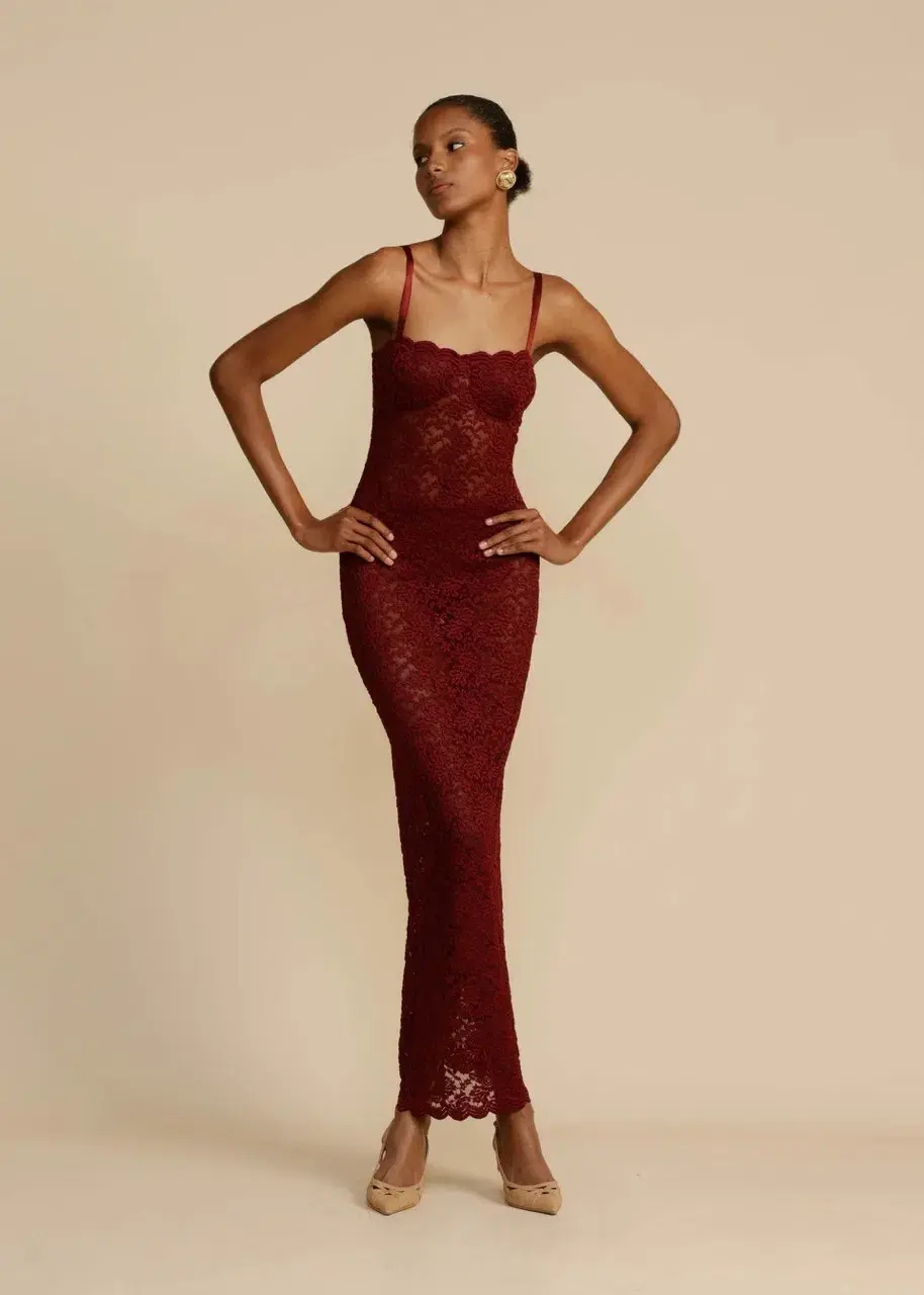 Arcina Ori Margot Maxi Dress in Red Wine Size AU 8 for rent on The Volte - main image