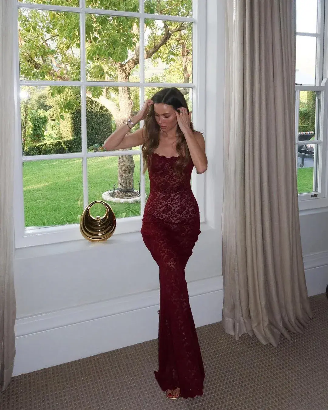 Arcina Ori Margot Maxi Dress in Red Wine Size AU 8 for rent on The Volte - main image