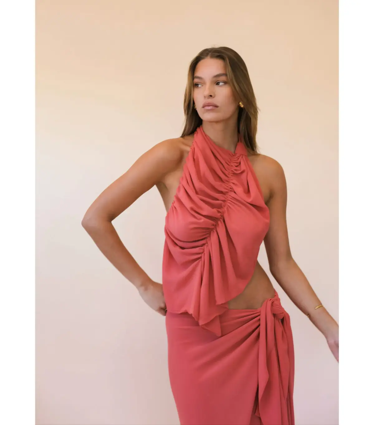 Koster Kulture Bobbies Top and Maxi Skirt Set in Coral Size S / AU 8 - Image 2