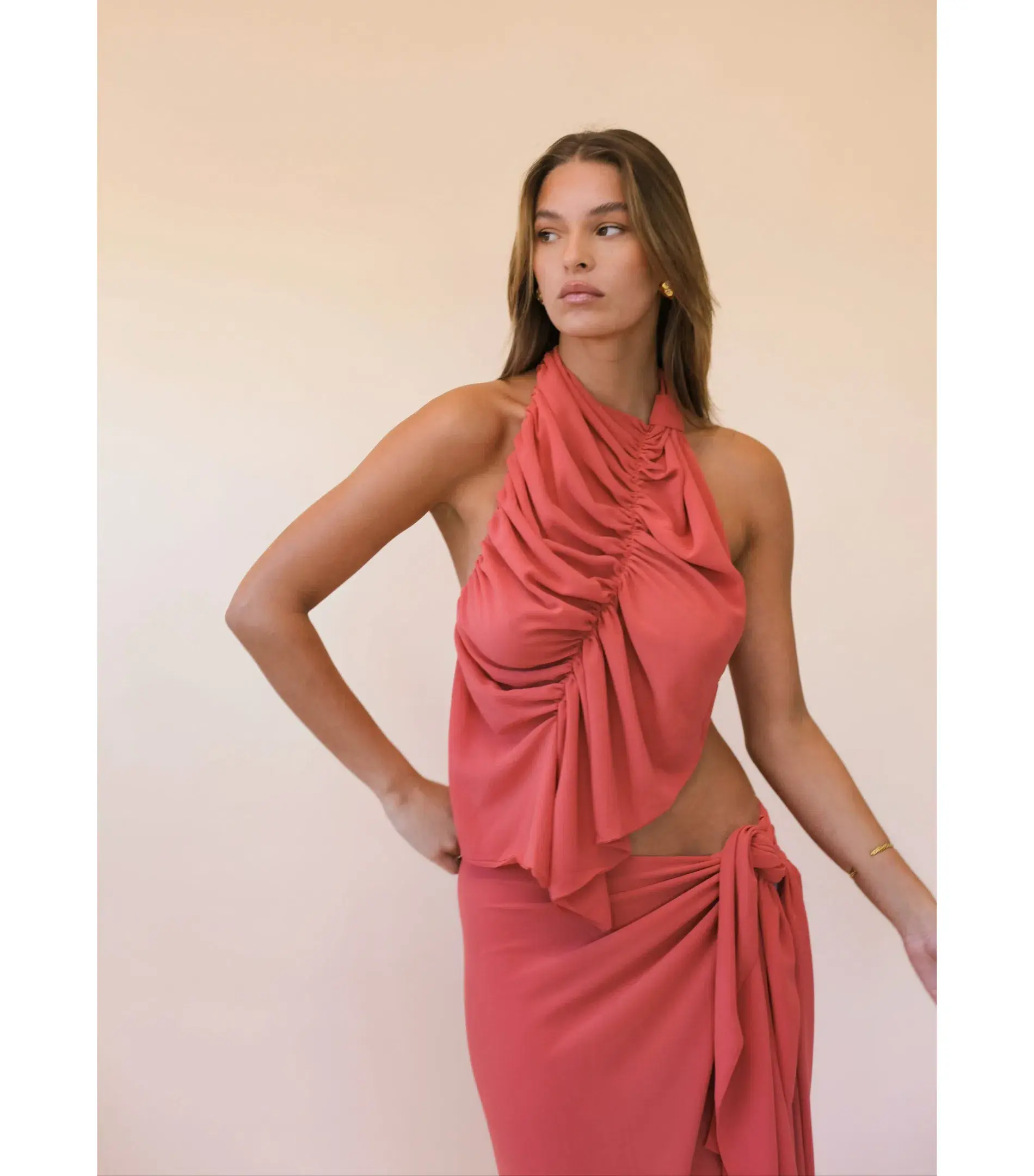 Koster Kulture Bobbies Top and Maxi Skirt Set in Coral Size S / AU 8 - Image 2
