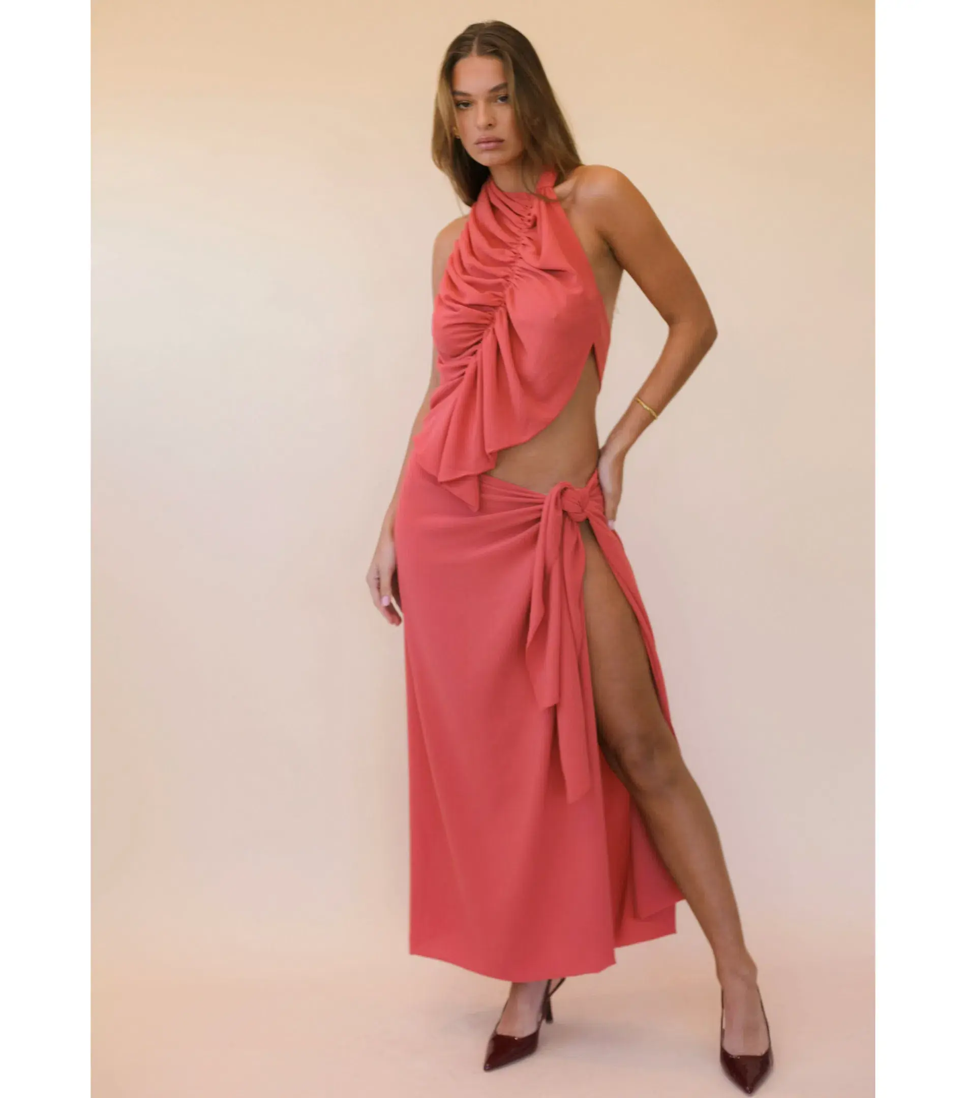 Koster Kulture Bobbies Top and Maxi Skirt Set in Coral Size S / AU 8 - Image 1