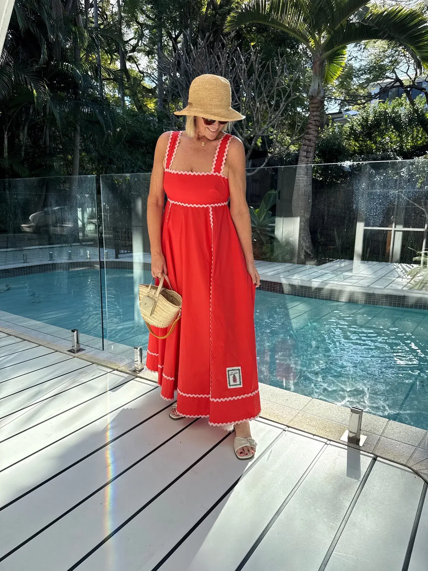 Alemais Contessa Summer Midi Dress Orange Print Size 6 - Image 5