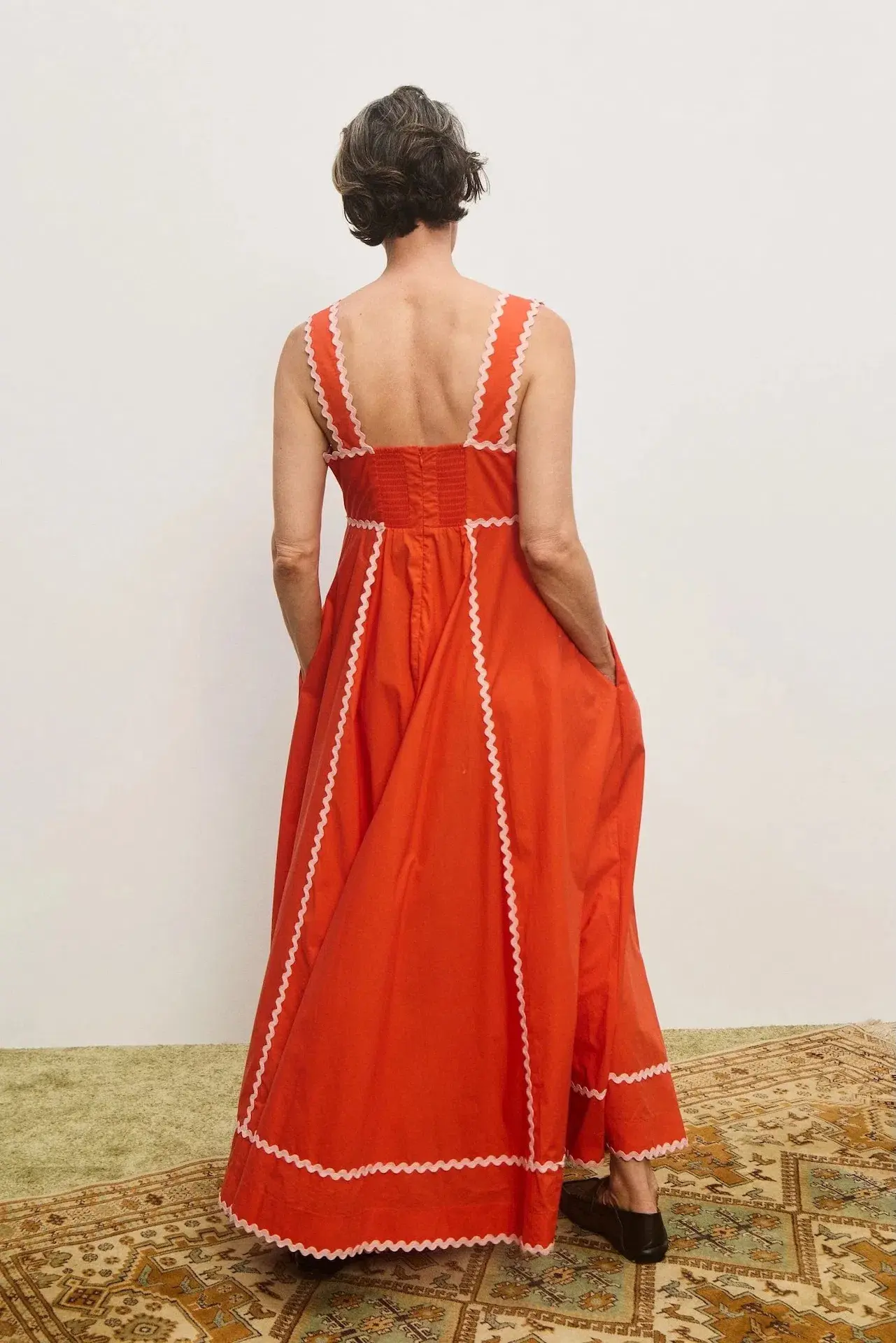 Alemais Contessa Summer Midi Dress Orange Print Size 6 - Image 2
