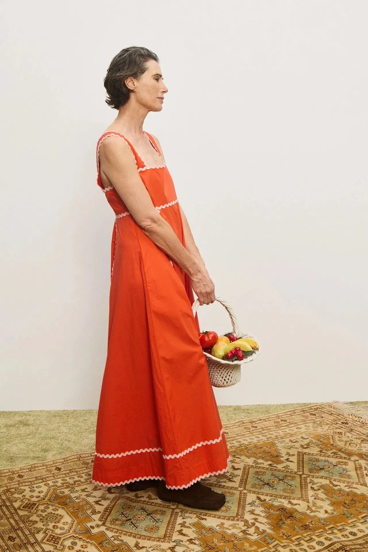 Alemais Contessa Summer Midi Dress Orange Print Size 6 - Image 3