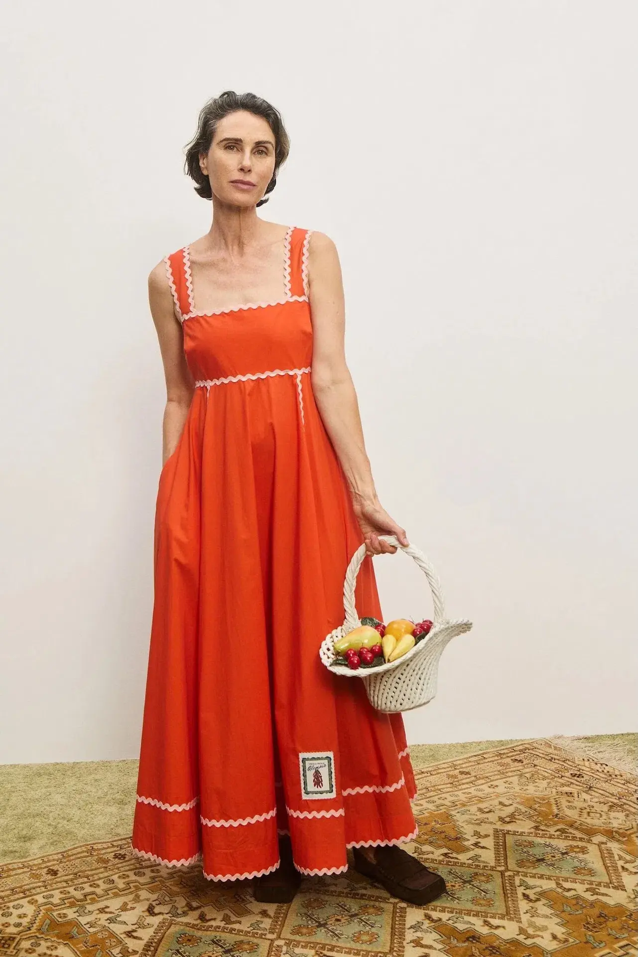 Alemais Contessa Summer Midi Dress Orange Print Size 6 - Image 1