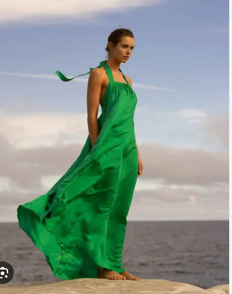 Bondi Born Marfa Halter Maxi Dress Green Size 16 - Image 2